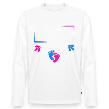Wir werden bald Großeltern, Wir werden Oma und Opa - Männer Premium Bio Langarmshirt - Weiß - Vorne - Nico (187cm)