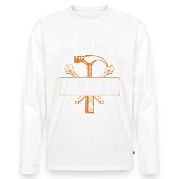 He repairs everything, he is the craftsman in the house - Men's Premium Organic Long Sleeve Shirt - white - Front - Nico (187cm)