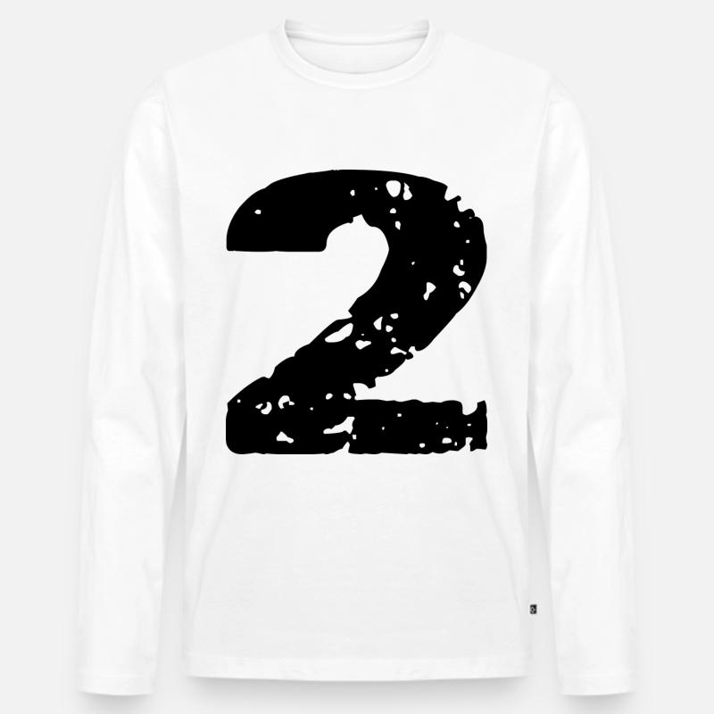 2 Zahl Trikot - Männer Premium Bio Langarmshirt - Weiß