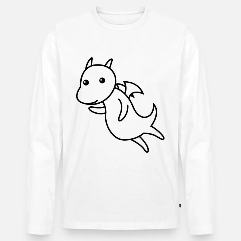 Drache Comic Tier - Männer Premium Bio Langarmshirt - Weiß
