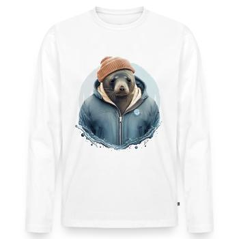 Phoque froid - T-shirt manches longues Premium bio Homme - blanc - Devant - Nico (187cm)