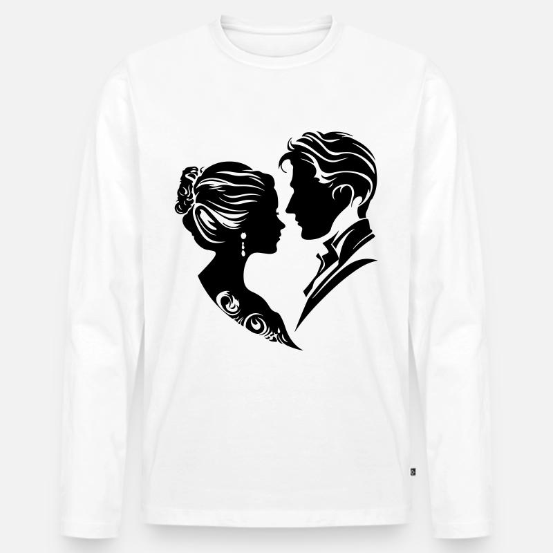 Ehepaar Hochzeit Silhouette - Männer Premium Bio Langarmshirt - Weiß