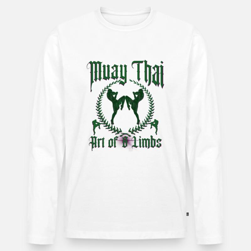 Muay Thai Kickboxen - Männer Premium Bio Langarmshirt - Weiß