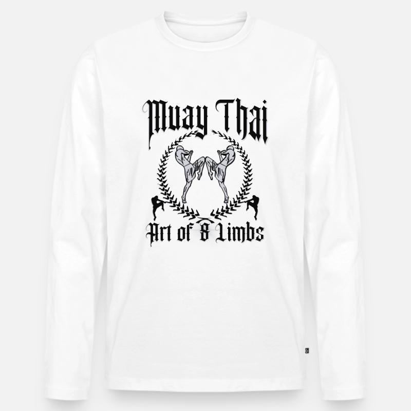 Muay Thai Kickboxen - Männer Premium Bio Langarmshirt - Weiß