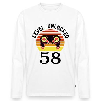 Niveau 58 débloqué 58 Anniversaire 58 ans - T-shirt manches longues Premium bio Homme - blanc - Devant - Nico (187cm)