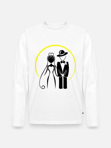 Newlyweds, Married Couple, Wedding - Men's Premium Organic Long Sleeve Shirt - white