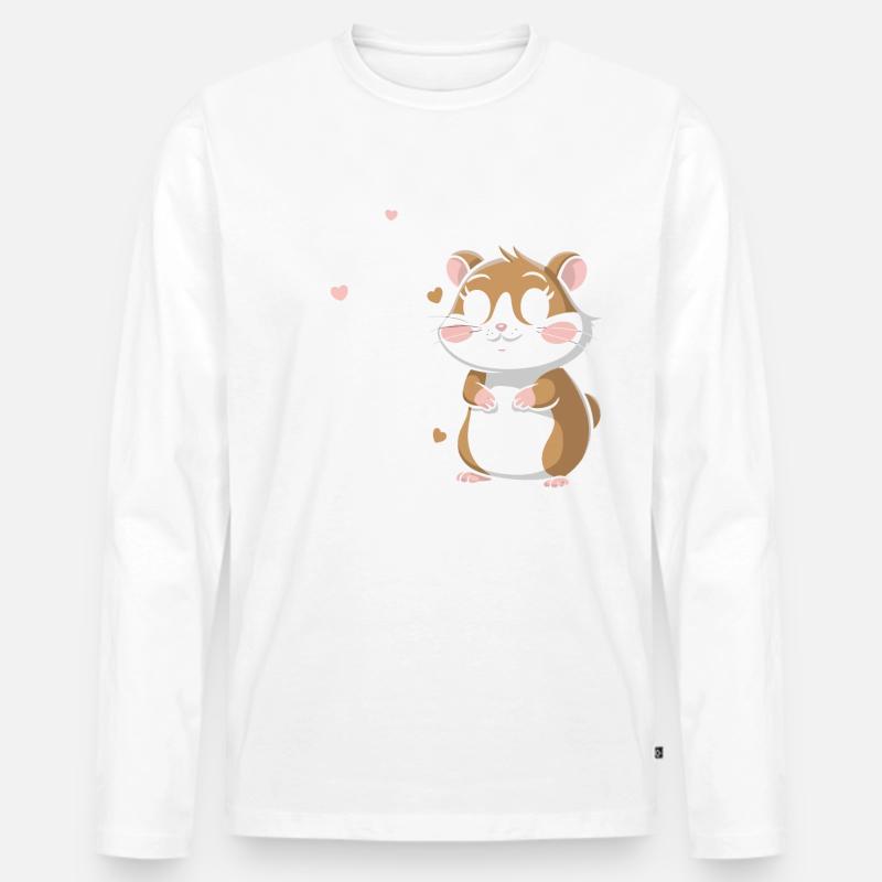 Hamster - Männer Premium Bio Langarmshirt - Weiß