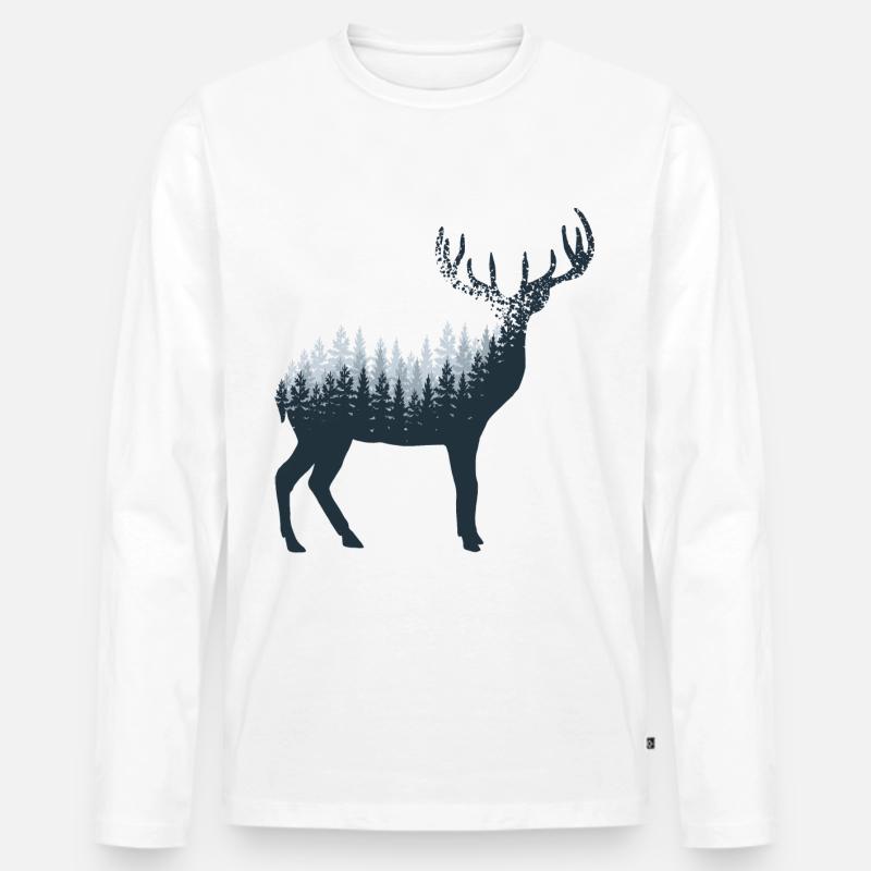Hirsch abstrakt - - Männer Premium Bio Langarmshirt - Weiß