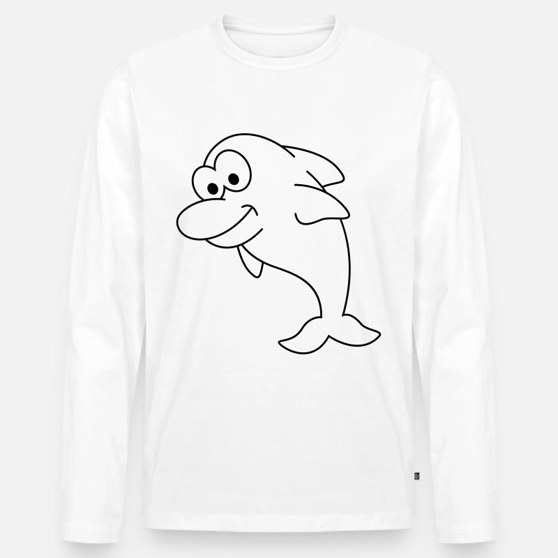 Delfin Comic Tier - Männer Premium Bio Langarmshirt - Weiß