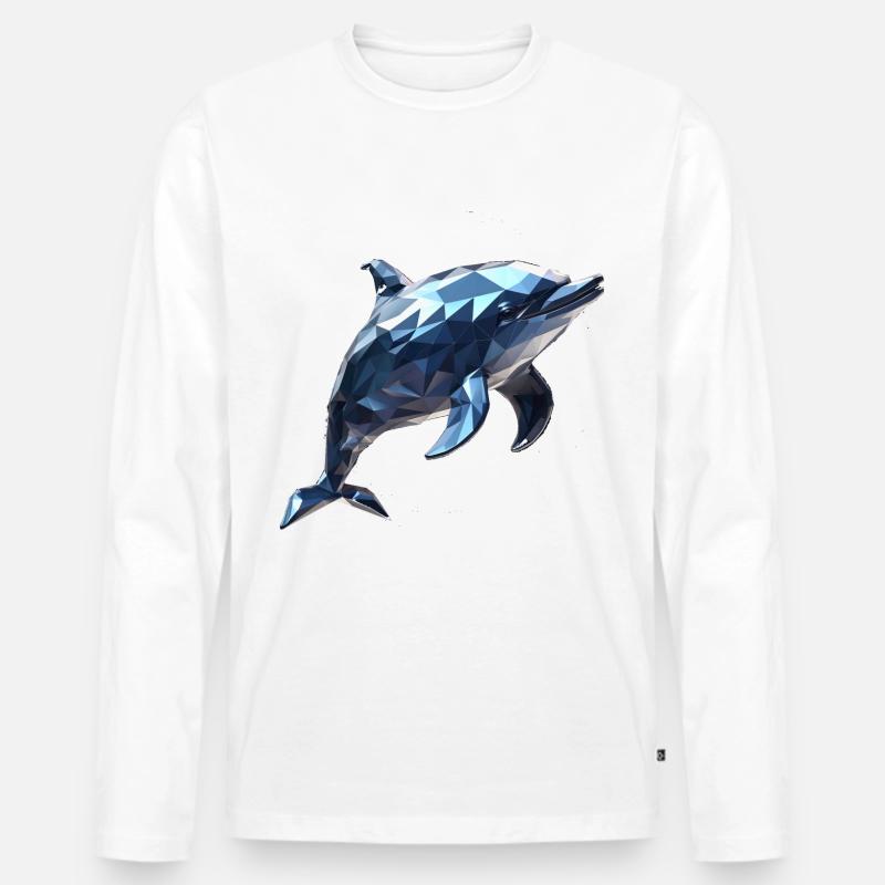 Geometric Style Dolphin - Männer Premium Bio Langarmshirt - Weiß