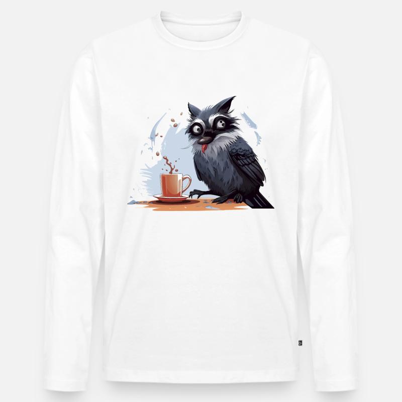 Der Koffein-Eindringling - Männer Premium Bio Langarmshirt - Weiß