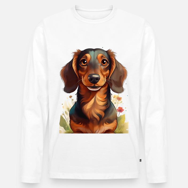 Dackel - Männer Premium Bio Langarmshirt - Weiß
