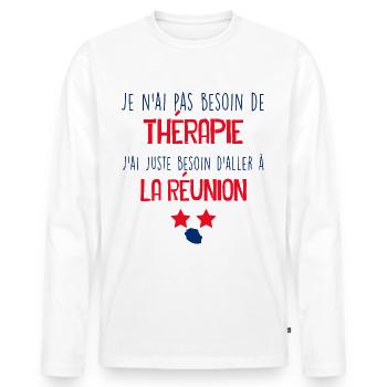 Ma Thérapie C'est l'île de la Réunion - T-shirt manches longues Premium bio Homme - blanc - Devant - Nico (187cm)