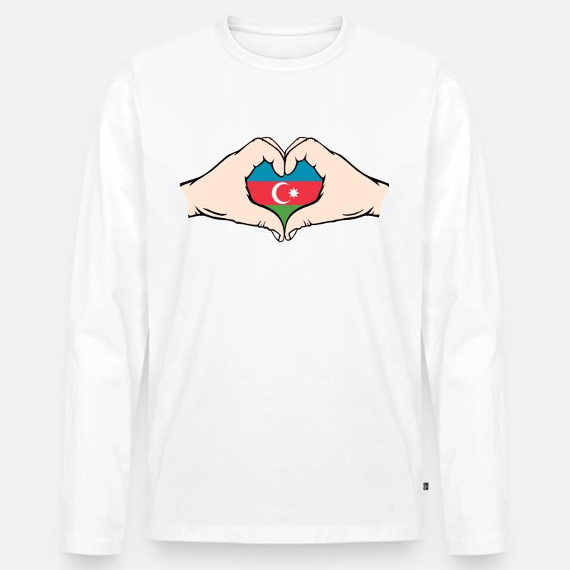 Aserbaidschan Herzform mit Hände - Männer Premium Bio Langarmshirt - Weiß