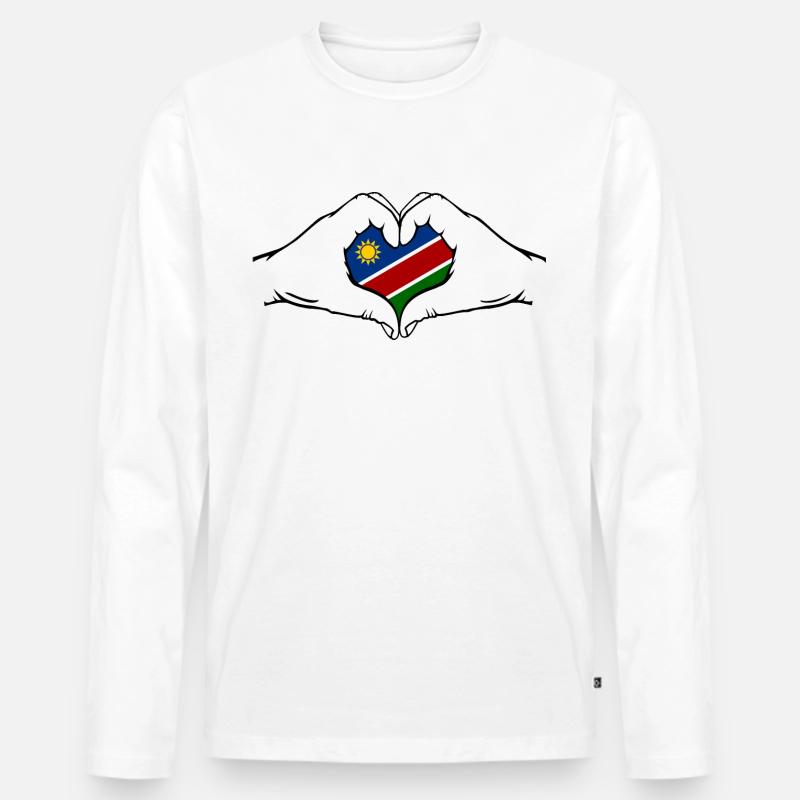 Namibia Flagge Herzform - Männer Premium Bio Langarmshirt - Weiß