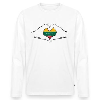 Lithuania flag heart shape used - Men's Premium Organic Long Sleeve Shirt - white - Front - Nico (187cm)
