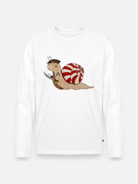 pirate snail, pirate snail, buccaneer - Men's Premium Organic Long Sleeve Shirt - white