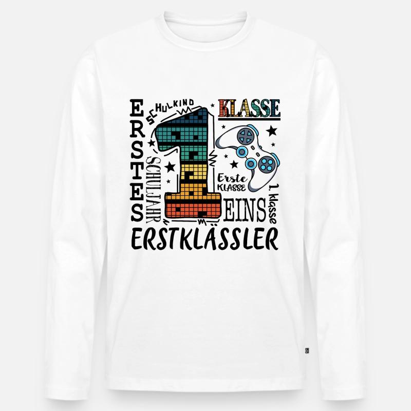 1. Klasse Gaming - Männer Premium Bio Langarmshirt - Weiß