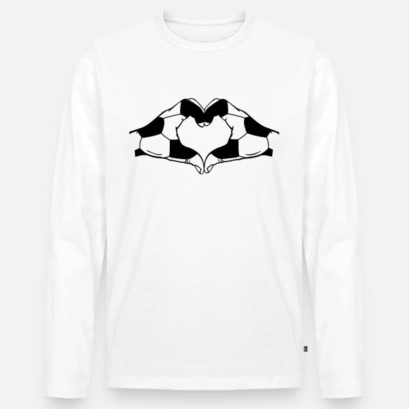 Fussball Herz Hände - Männer Premium Bio Langarmshirt - Weiß