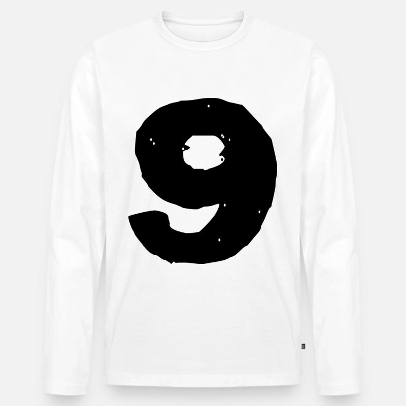 9 Zahl Trikot - Männer Premium Bio Langarmshirt - Weiß