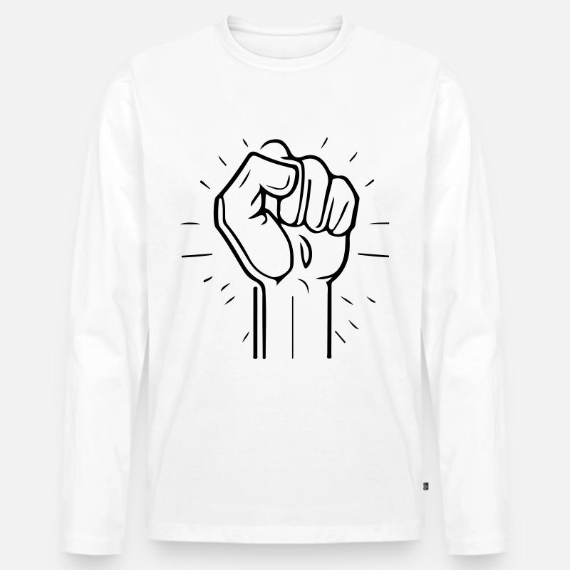 Hand Faust Symbol - Männer Premium Bio Langarmshirt - Weiß