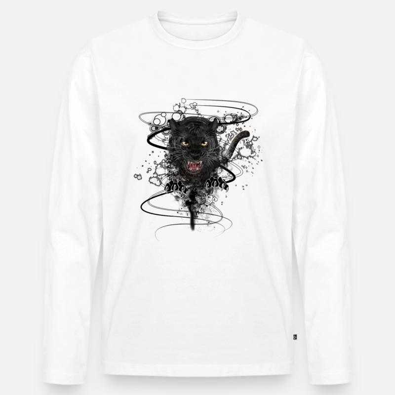 Der Schwarze Panther - Männer Premium Bio Langarmshirt - Weiß
