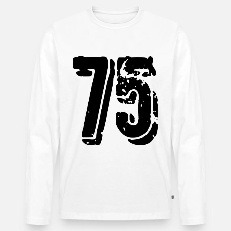 75 Zahl Trikot - Männer Premium Bio Langarmshirt - Weiß