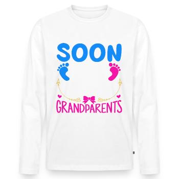 We become grandparents, We become grandma and grandpa - Men's Premium Organic Long Sleeve Shirt - white - Front - Nico (187cm)