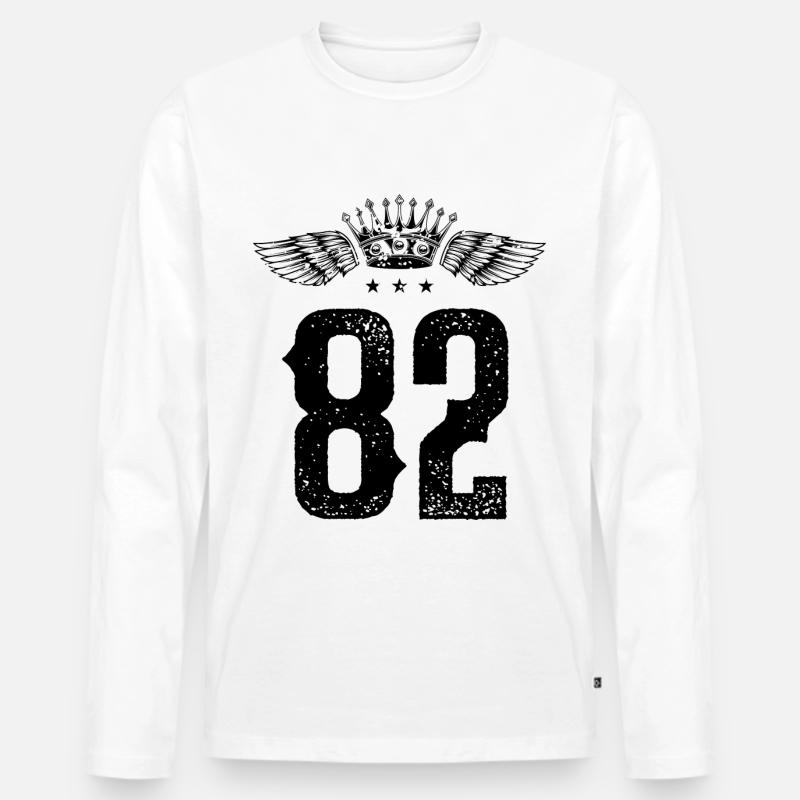82 Zahl Krone - Männer Premium Bio Langarmshirt - Weiß