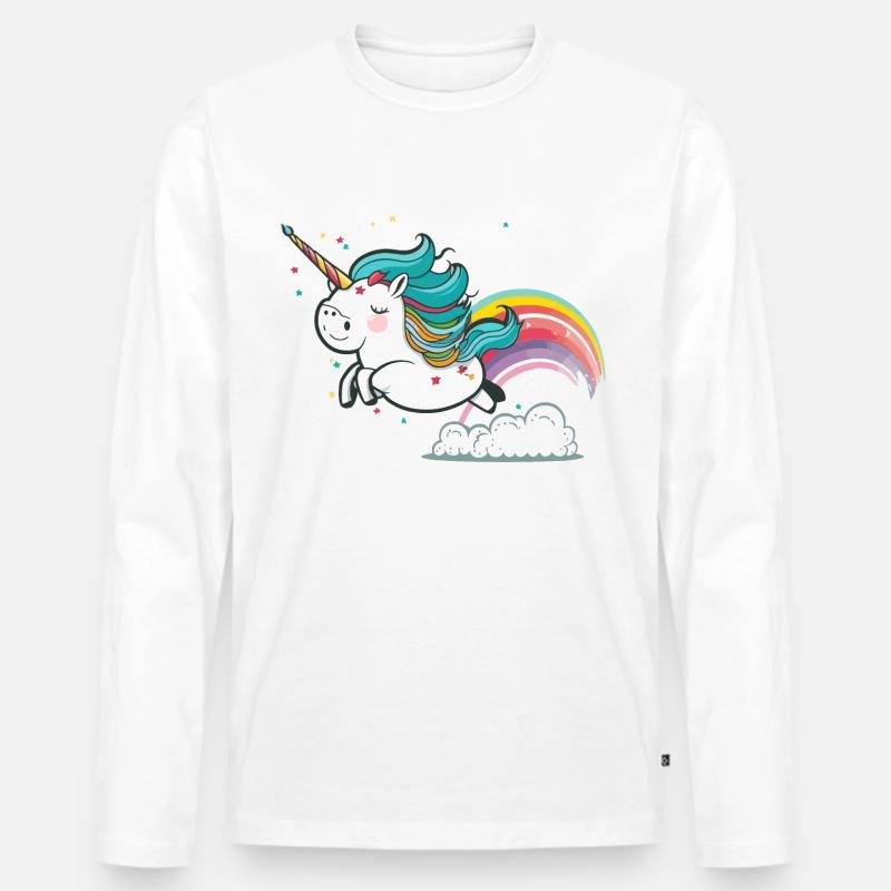 Regenbogenflug - Männer Premium Bio Langarmshirt - Weiß
