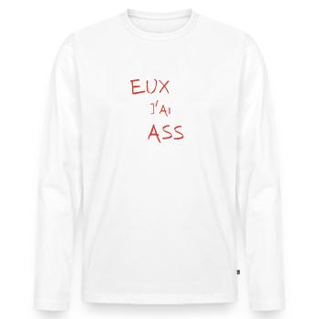 j'peux pas j'ai Chasse - T-shirt manches longues Premium bio Homme - blanc - Devant - Nico (187cm)