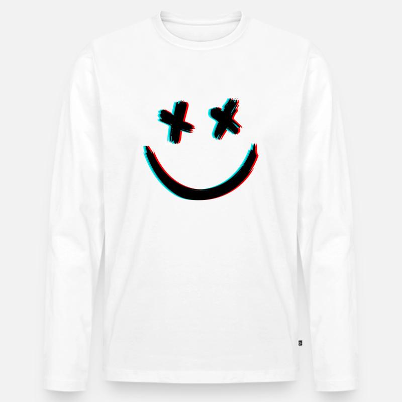 DEAD SMILE 3D - Männer Premium Bio Langarmshirt - Weiß