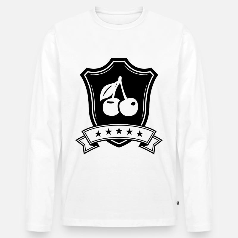 Kirschen schild - Männer Premium Bio Langarmshirt - Weiß