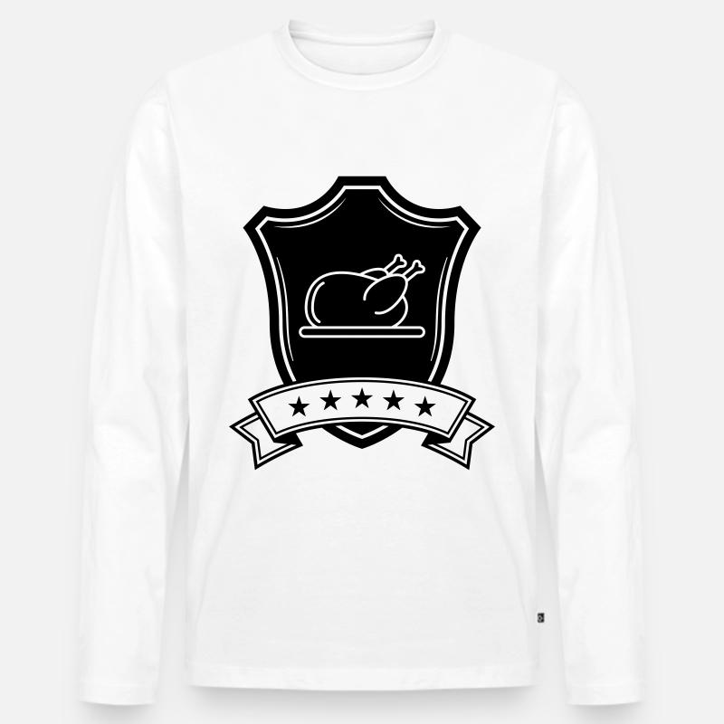 Hähnchen wappen - Männer Premium Bio Langarmshirt - Weiß