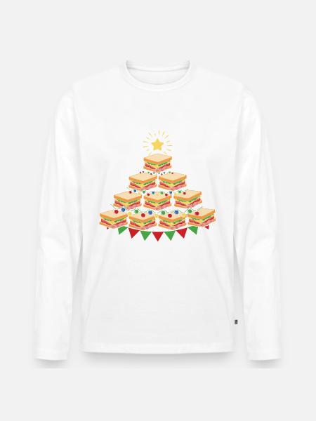 Fast Food Sandwich Christmas Tree - Men's Premium Organic Long Sleeve Shirt -