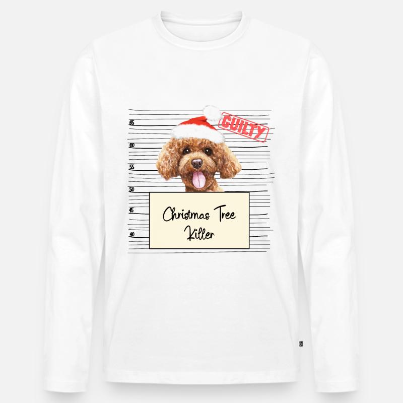 Weihnachtsbaum Umschubser Pudel - Männer Premium Bio Langarmshirt - Weiß