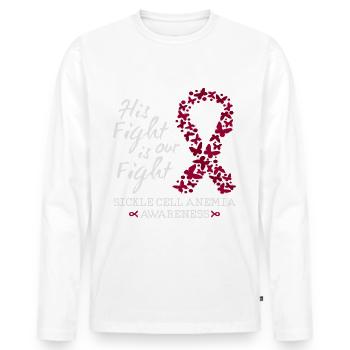 Conscience de l’anémie falciforme de lui et d’elle - T-shirt manches longues Premium bio Homme - blanc - Devant - Nico (187cm)