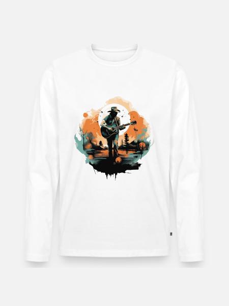 guitarist, guitarist, singer, country music, vintage - Men's Premium Organic Long Sleeve Shirt - white