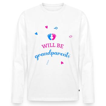 We become grandparents, We become grandma and grandpa - Men's Premium Organic Long Sleeve Shirt - white - Front - Nico (187cm)