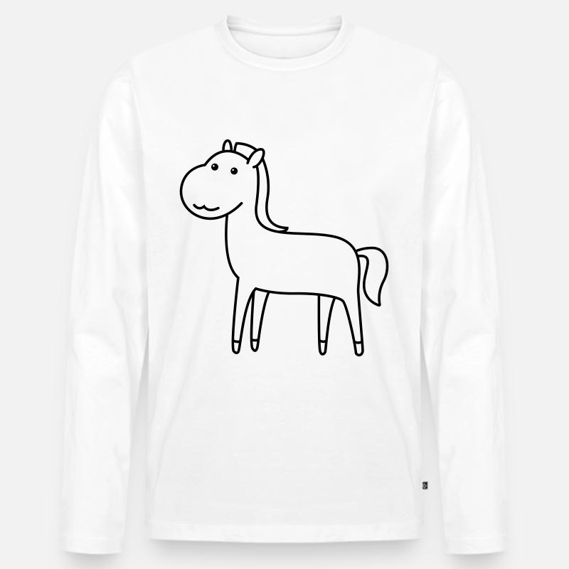Pferd Comic Tier - Männer Premium Bio Langarmshirt - Weiß