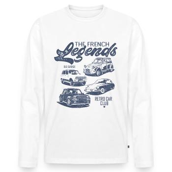 Voitures anciennes légendes française Vintage - T-shirt manches longues Premium bio Homme - blanc - Devant - Nico (187cm)