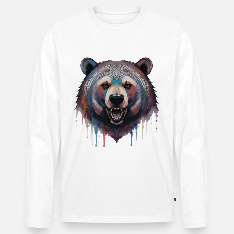Stammesbär - Männer Premium Bio Langarmshirt - Weiß