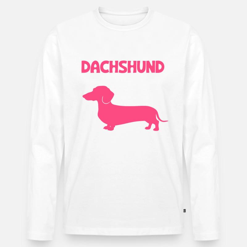Dackel Hund - Männer Premium Bio Langarmshirt - Weiß