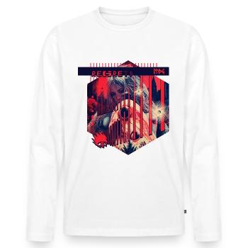 Monster #120 Regrets - Men's Premium Organic Long Sleeve Shirt - white - Front - Nico (187cm)
