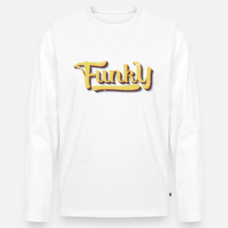 Funky Retro - Männer Premium Bio Langarmshirt - Weiß