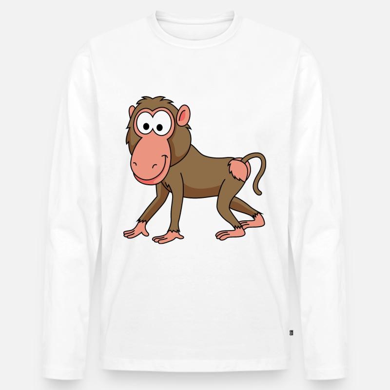 Monkey affe comic - Männer Premium Bio Langarmshirt - Weiß