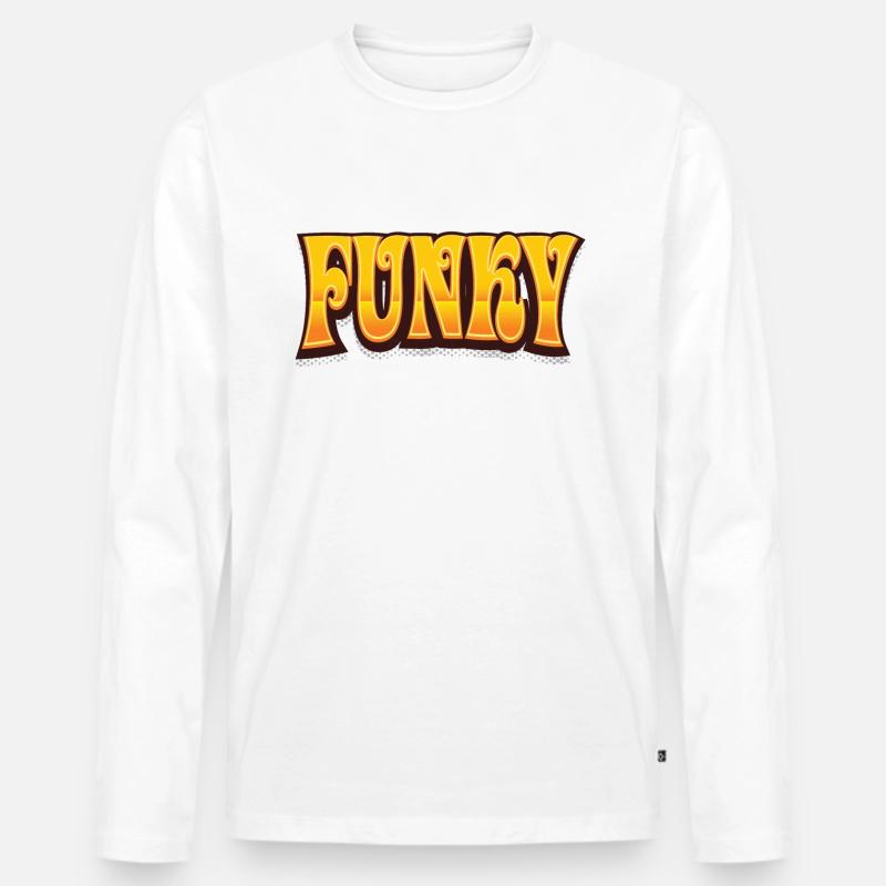 Funky Retro - Männer Premium Bio Langarmshirt - Weiß
