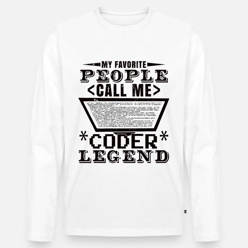 Coder Legend - Men's Premium Organic Long Sleeve Shirt - white