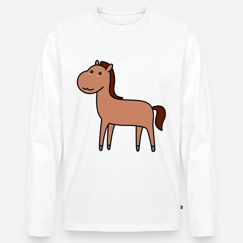 Pferd Comic Tier - Männer Premium Bio Langarmshirt - Weiß