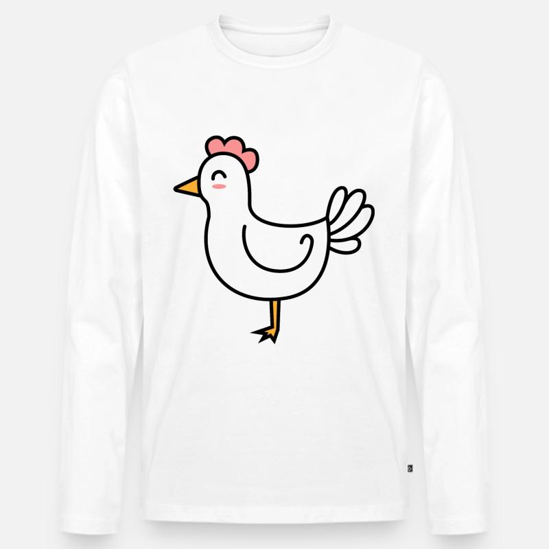 Huhn Comic Tier - Männer Premium Bio Langarmshirt - Weiß